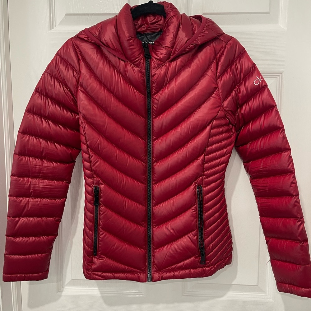 Calvin Klein Red and Black Puffer Jacket
